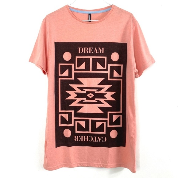 SIXPACK France Aztec Dream Catcher Print T-Shirt in Peach pink - Picture 2 of 7